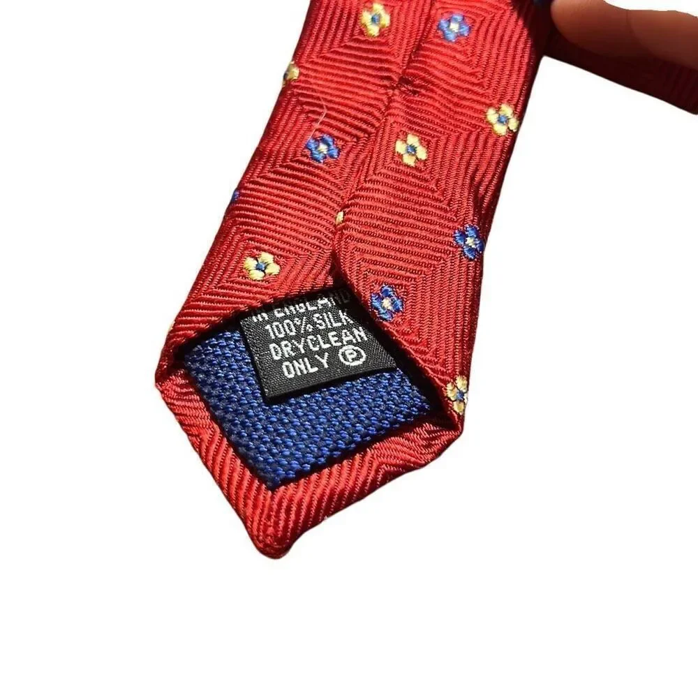 PINK London Red Geometric Silk Necktie Menswear‎ Business Professional